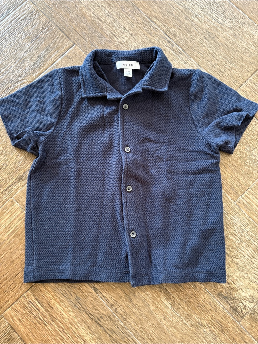 Reiss Kids Dark Blue Short-Sleeve Button Polo